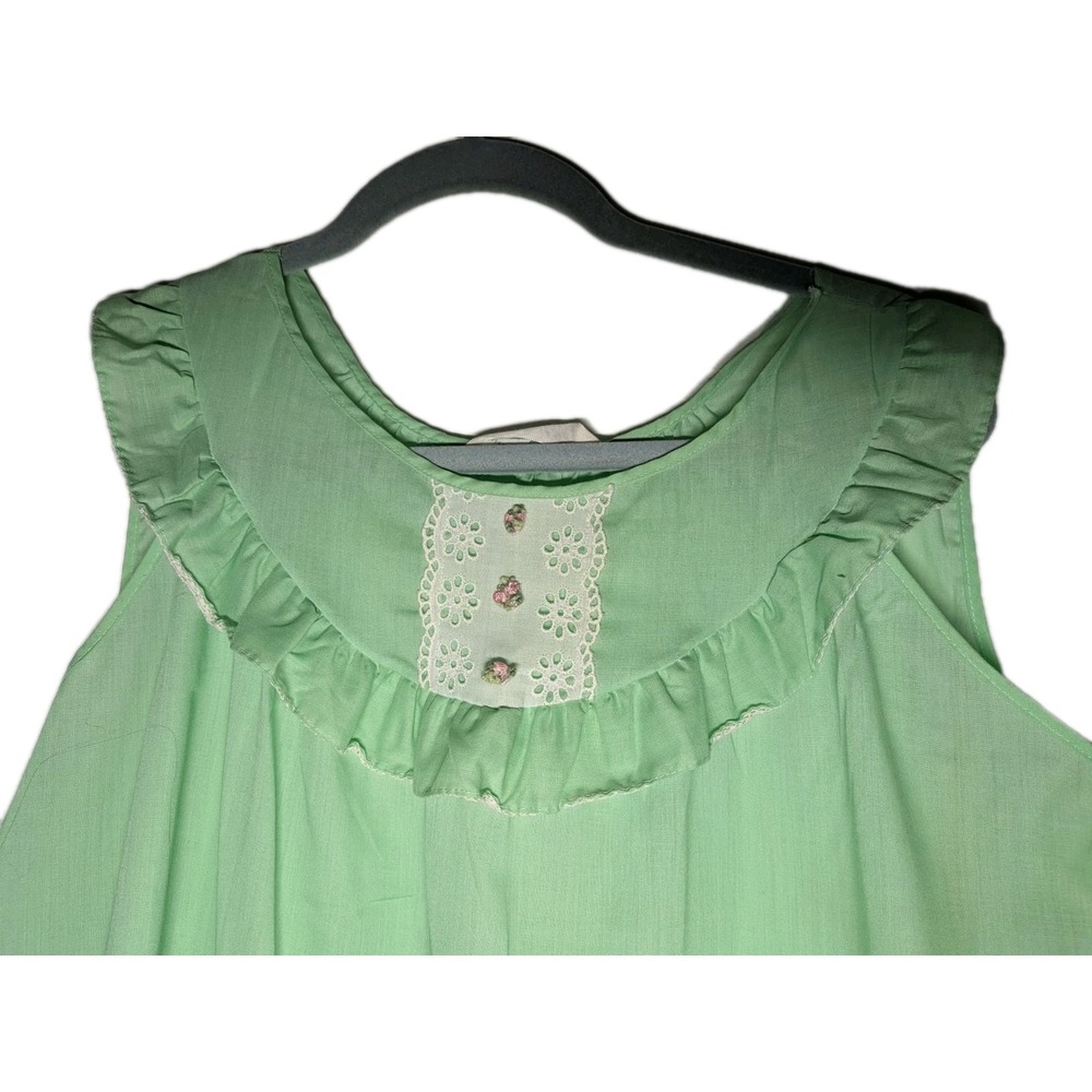 Vtg Katz Nightgown M Lg Vintage Lace Roses Trim Mint Cottagecore Retro Grandma